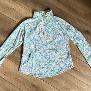Lilly Pulitzer Seashell Print Quarter Zip Pullover Size M